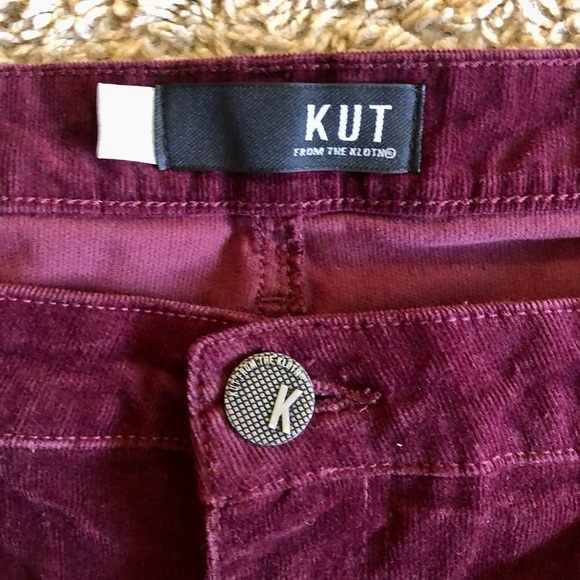 Kut from the Kloth Catherine Stretch Cotton Corduroy Pants, Burgundy, Size 16 - Picture 5 of 8